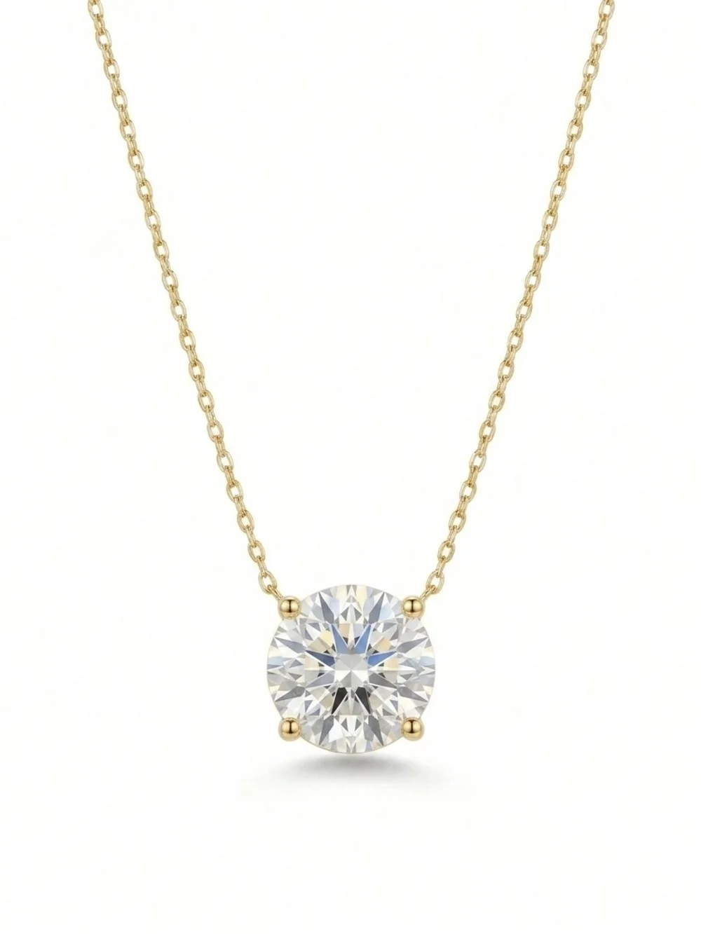 5 CT Moissanite Solitaire Round Pendant Necklace - Gold